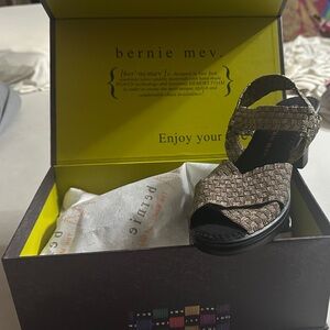 bernie mev. Metallic Bronze Woven Wedge Sandals